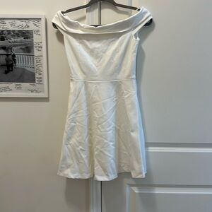 Wide neck fit & flare white dress